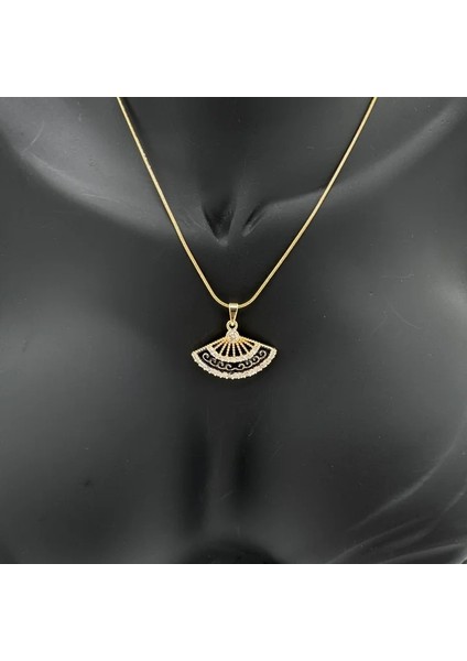 Çelik Yelpaze Siyah Trend Model Gold Kolye - Gold fiyatları