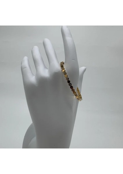 Özel Seri Gold Altıgen Taşlı Detay Kelepçe Bileklik 15 cm - Gold modelleri