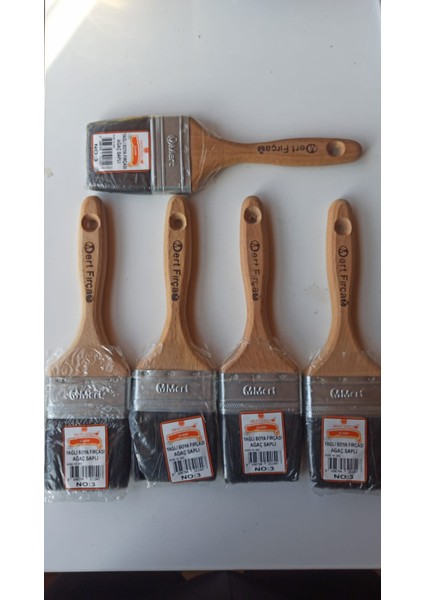 Yağlı Boya Fırçası Mert Fırça No:3 Yağlı Boya Fırçası Ağaç Saplı Kod:10 205 5 Adet indirimleri