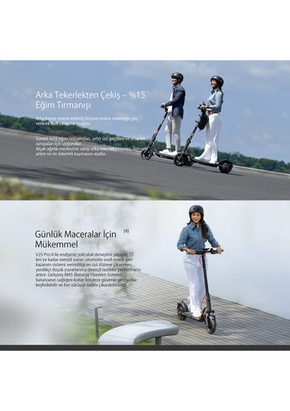 V25i Pro 2 Elektrikli Scooter Amortisörlü 25 Km Menzil 600W - Tcs- Ipx5 Doubleflip