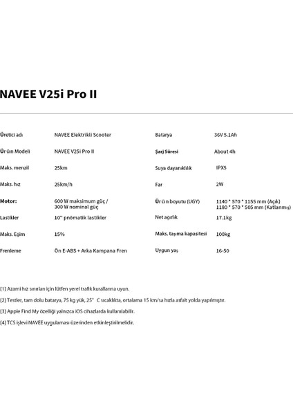 V25i Pro 2 Elektrikli Scooter Amortisörlü 25 Km Menzil 600W - Tcs- Ipx5 Doubleflip