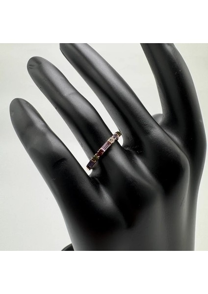 Minimal Renkli Taş Detay Yüzük - Gold