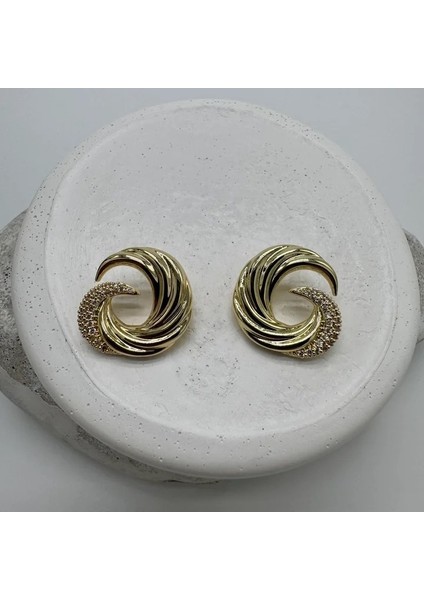 Özel Seri Zirkon Taş Detay Büyük Küpe - Gold modelleri