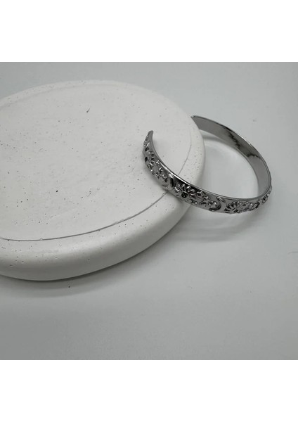 Özel Seri Çelik Yaz Temalı Silver Kelepçe Bileklik - Silver fiyatları