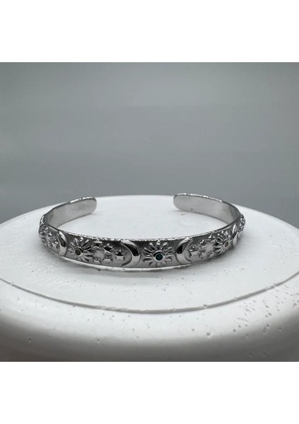 Özel Seri Çelik Yaz Temalı Silver Kelepçe Bileklik - Silver modelleri