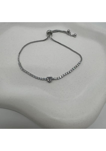 Özel Seri Silver Kalp Detay Su Yolu Bileklik - Silver fiyatları
