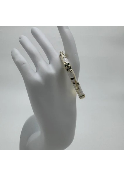 Özel Seri Beyaz-Yeşil Çiçekli Mineli Kelepçe - Gold modelleri