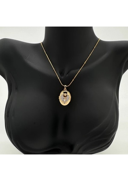 Çelik Gold Zincir Detaylı Arya Kolye - Gold fırsatları