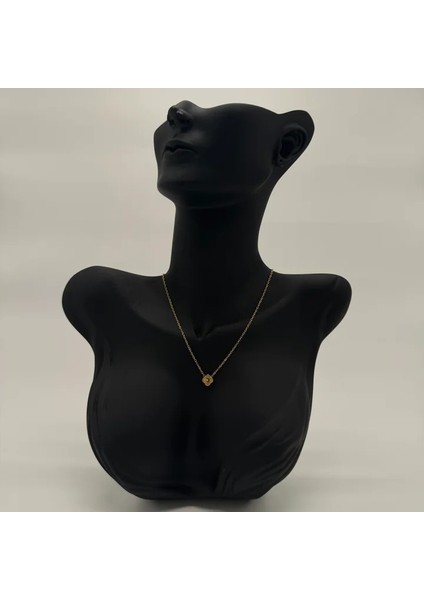 Çelik Gold Yonca Detay Minimal Kolye - Gold