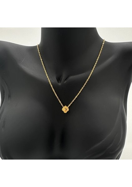 Çelik Gold Yonca Detay Minimal Kolye - Gold modelleri