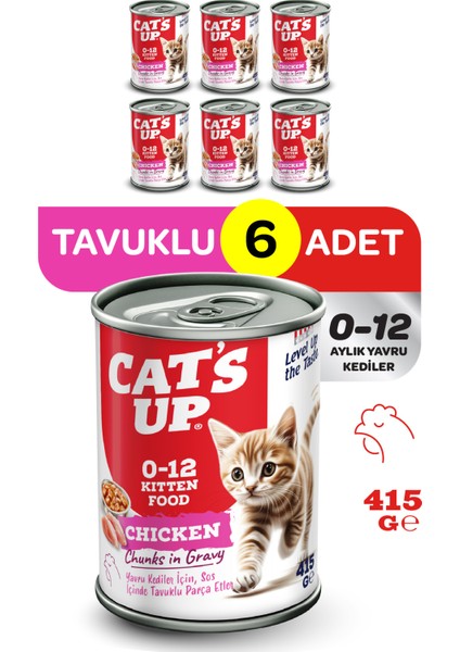 Cats Up Yaş Yavru Kedi Maması Tavuklu 415GR 6lı