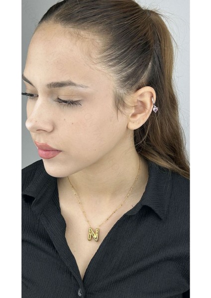 N Harfi, Balon Formlu, Paslanmaz Çelik Kolye 152, Altın Renk fiyatları