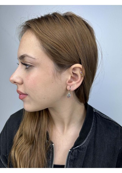 Xxx Zirkon Taşlı, Hz Fatma Eli, Sallantılı Paslanmaz Çelik Küpe 11 Altın Renk fiyatları