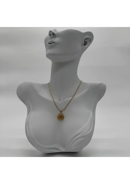 Çelik Vintage Göz Detay Italyan Zincir Gold Kolye - Gold