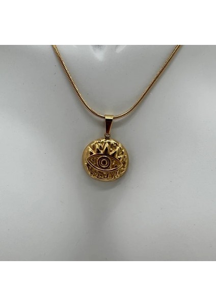 Çelik Vintage Göz Detay Italyan Zincir Gold Kolye - Gold fiyatları