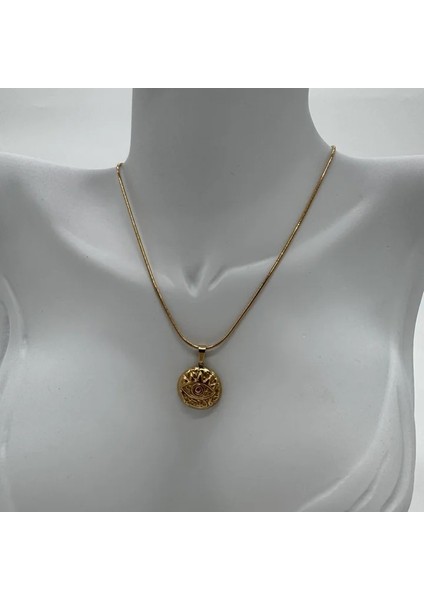 Çelik Vintage Göz Detay Italyan Zincir Gold Kolye - Gold modelleri