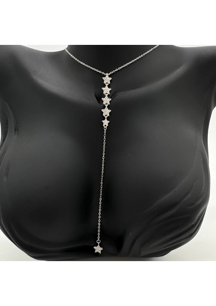 Çelik Silver Taşlı Yıldız Model Y Kolye - Silver fırsatları