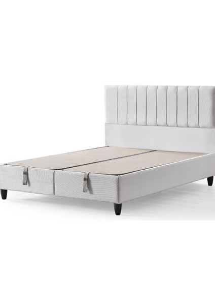 Zambak Modeli Full Ortopedik Çift Kişilik Pedli Yataklı Baza ve Başlık Takımı 3 lü Set