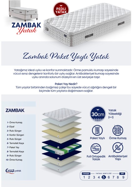 Zambak Tek Kişilik Sandıklı Baza + Full Ortopedik Antibakteriyel Pedli Yatak + Başlık 3 lü Set indirimleri