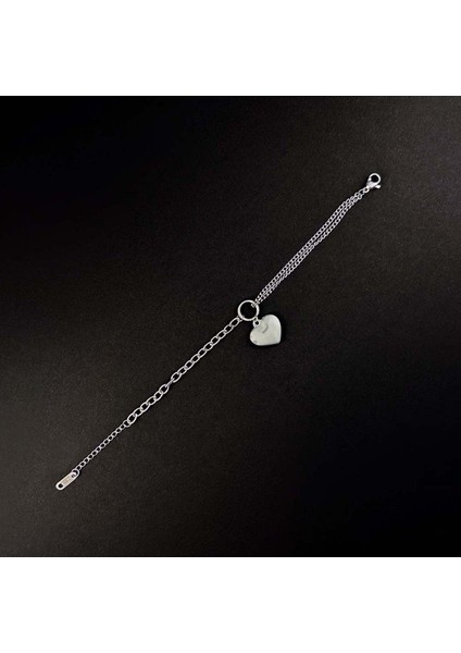 Bileklik, Kararmayan Paslanmaz Çelik, Kalp Detaylı, Gümüş Renk, Model156 modelleri