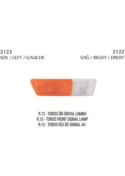 PLK-2122 - Sınyal Lambası Ön Sağ R12 Toros