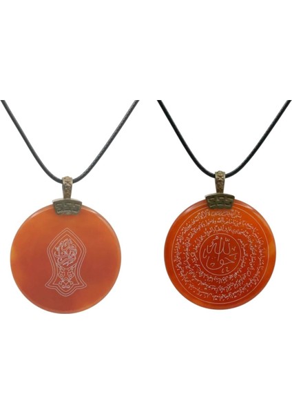 Kırmızı Akik Taşı Hakkani Mührü Yazılı Doğaltaş Kolye modelleri