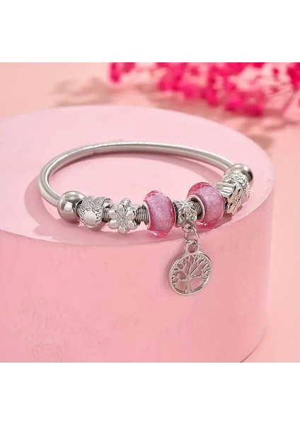 Pandora Tarz , Pembe Hayat Agacı Sevgi Temalı Charmlı Bileklik, Ahşap Kutu Içerisinde modelleri
