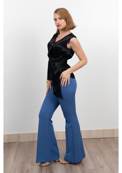 Yan Kuşak Dataylı V Yaka Kolsuz Bluz 70028 modelleri