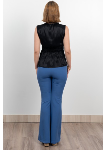 Yan Kuşak Dataylı V Yaka Kolsuz Bluz 70028 indirimleri