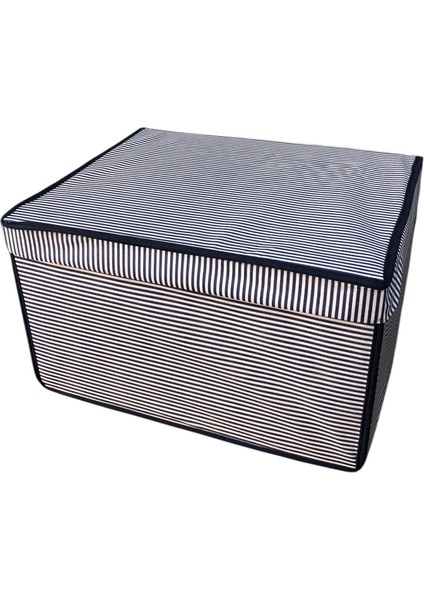 Mega Çok Amaçlı Saklama Kutusu Kutu Hurç Organizer Oyuncak Kutusu Hurç Çizgi Desen 40X60X30