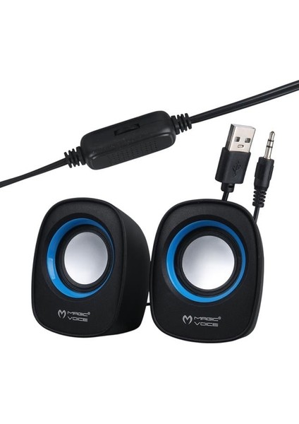 Magicvoice D-05A Mini 5 Watt Aux 2.0 Multimedia 1+1 USB Speaker - Hoparlör fiyatları