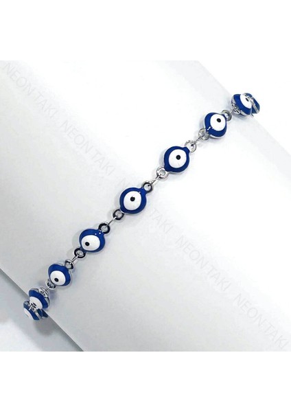 Halhal, Kararmayan Paslanmaz Çelik, Nazar Detaylı, Yuvarlak form, Gümüş Renk, Model16