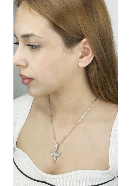 Zirkon Taşlı, Anka Kuşu, Paslanmaz Çelik Kolye 320, Gümüş Renk fiyatları