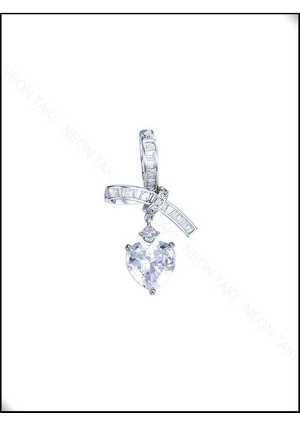 Zirkon Taşlı, Sallantılı Kalp Model, Küpe 355, Gümüş Renk modelleri