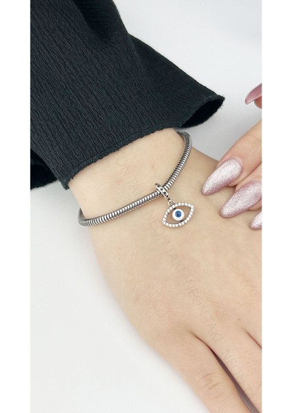 Sallantılı, Göz, Pan Bileklik İçin Çelik Charm 47, Gümüş Renk (BİLEKLİK DAHİL DEĞİLDİR!!) fiyatları