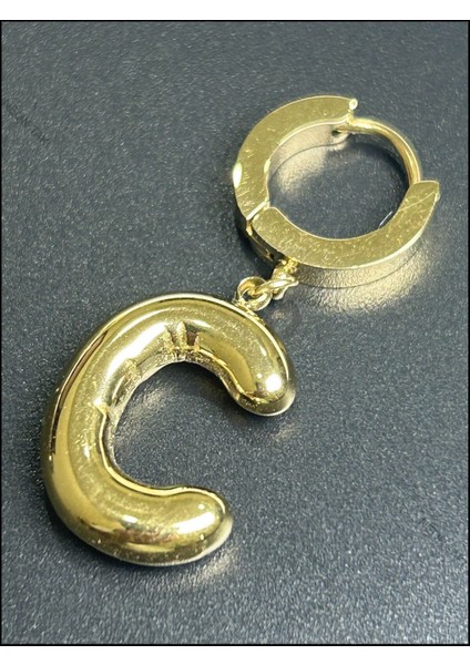 C Harfi, Balon Formlu, Paslanmaz Çelik Küpe 304, Altın Renk fırsatları