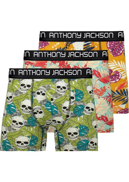 Likralı 5'li-3'lü Kutu Desenli Premium Erkek Boxer Palm Horizon