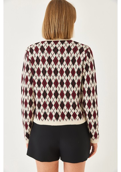 Kadın Baklava Desenli Cepli Triko Hırka fırsatları