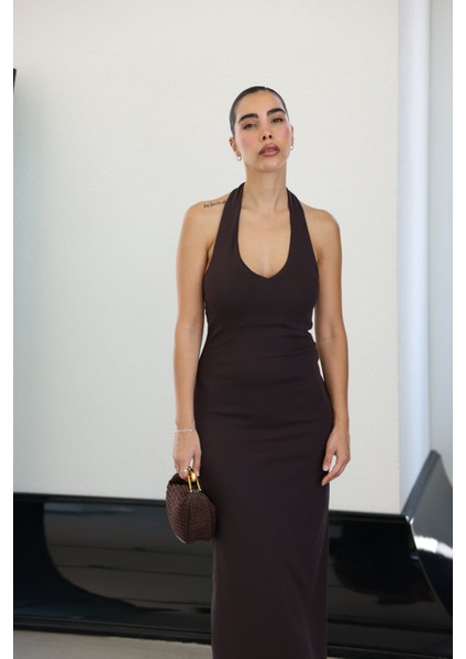 Boyundan Geçmeli Midi Boy Basic Elbise modelleri