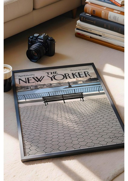 The New Yorker Çerçeveli Tablo April 14 1973 - Sahildeki Bank fiyatları