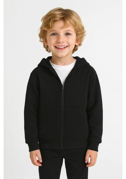 Kız - Erkek Çocuk Basic Fermuarlı Kalın 3 Iplik Kışlık Okul Sweat AK1815