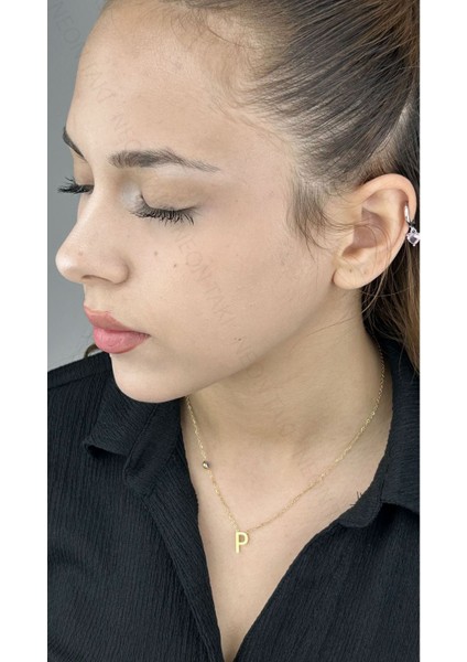 Harf Kolye, Kararmayan Paslanmaz Çelik, P Harf, Nazar Detaylı, Altın Renk, Model283 fiyatları