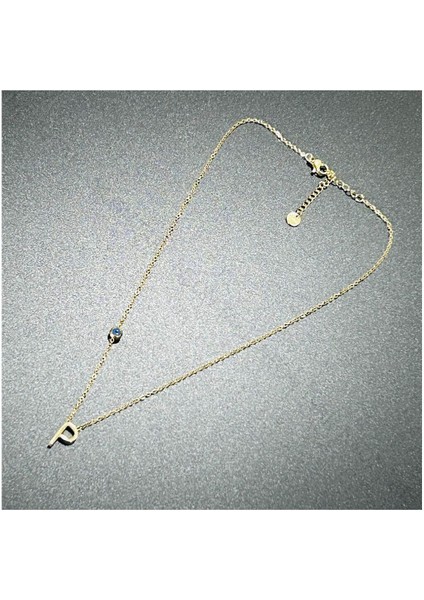 Harf Kolye, Kararmayan Paslanmaz Çelik, P Harf, Nazar Detaylı, Altın Renk, Model283 fırsatları