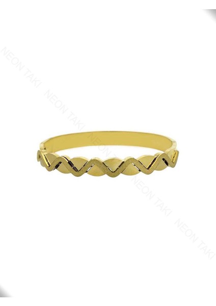 Zikzak Figürlü, Paslanmaz Çelik Kelepçe Bileklik 59, Altın Renk modelleri
