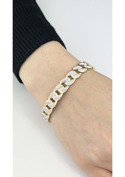 Zirkon Taşlı, Gurmet, Paslanmaz Çelik Kelepçe Bileklik 32, Altın Renk fiyatları