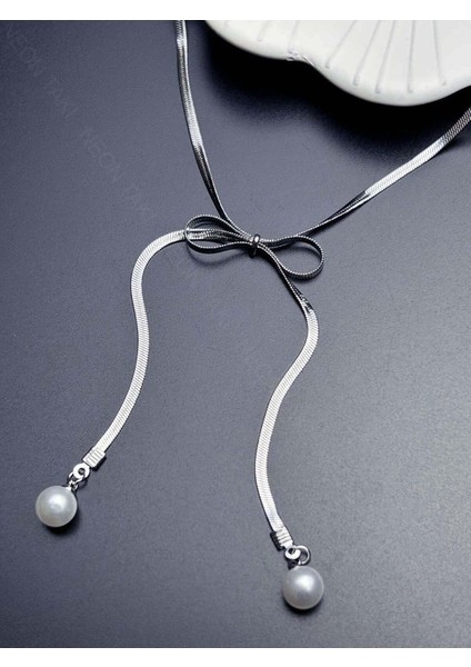 İncili ve Kurdela Figürlü, Kolye 356, Paslanmaz Çelik Kolye modelleri