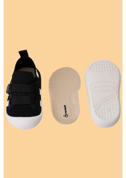Wisil Çocuk Bebek Ortopedik Esnek Taban Siyah Beyaz Ilk Adım Spor Ayakkabısı ve Sneaker modelleri