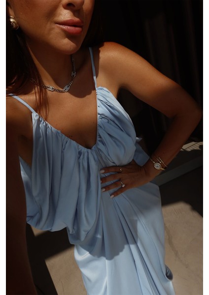 Ön Arka V Uzun Saten Elbise fırsatları