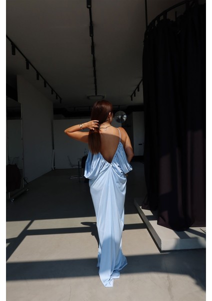 Ön Arka V Uzun Saten Elbise indirimleri