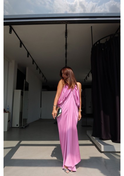 Ön Arka V Uzun Saten Elbise fiyatları